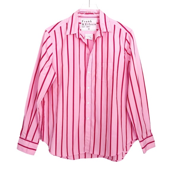 Frank & Eileen Women's Eileen Relaxed Button Up Shirt Pink Red Medium - Picture 12 of 13